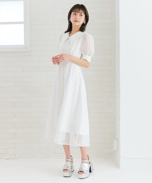 REDYAZEL（レディアゼル）の「ビッグカラースクエアレースワンピース（ワンピース・レディース・ネイビー/オフホワイト/ベージュ・FREE）」の8枚目の写真