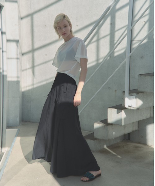 Muel Chic（ミュエルシック）の「Rozel sheer skirt ローゼルシアースカート（スカート・レディース・ブラック/グレー系/ベージュ・FREE）」の5枚目の写真