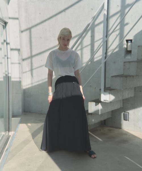 Muel Chic（ミュエルシック）の「Rozel sheer skirt ローゼルシアースカート（スカート・レディース・ブラック/グレー系/ベージュ・FREE）」の6枚目の写真