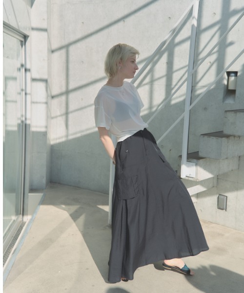 Muel Chic（ミュエルシック）の「Rozel sheer skirt ローゼルシアースカート（スカート・レディース・ブラック/グレー系/ベージュ・FREE）」の10枚目の写真