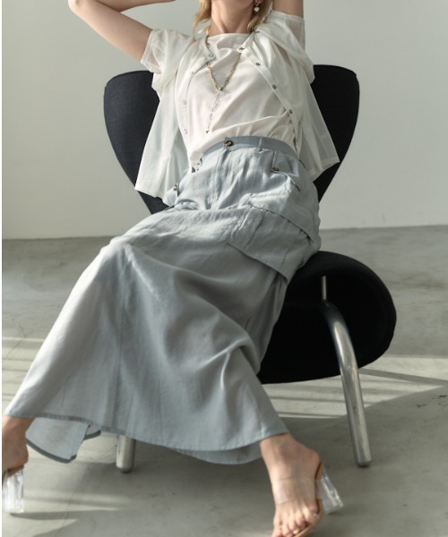 Muel Chic（ミュエルシック）の「Rozel sheer skirt ローゼルシアースカート（スカート・レディース・ブラック/グレー系/ベージュ・FREE）」の22枚目の写真