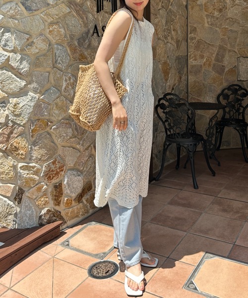 ZIMMERMANN 透かし編みニット マキシワンピース【関税なし】 セール】透かし編みニットノースリワンピース(ワンピース