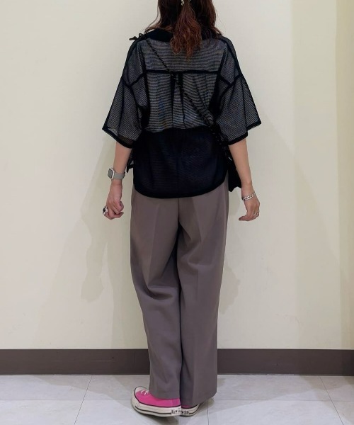 Right-on（ライトオン）の「【HONEYSUCKLE ROSE】メッシュ開襟シャツ（シャツ/ブラウス・レディース・ブラウン/ブラック/オフホワイト・L/M）」の7枚目の写真