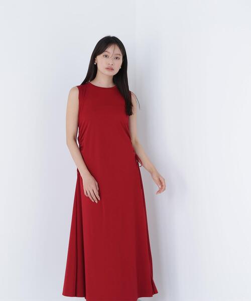 NATURAL BEAUTY BASIC（ナチュラルビューティーベーシック）の「◇サイドギャザーカットソーワンピース（ワンピース・レディース・ブラウン/レッド/ブラック・MEDIUM/P/S）」の5枚目の写真