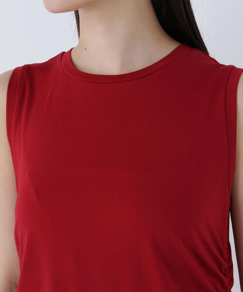 NATURAL BEAUTY BASIC(ナチュラルビューティーベーシック)の「◇サイドギャザーカットソーワンピース(ワンピース・レディース・ブラウン/レッド/ブラック・MEDIUM/P/S)」の5枚目の写真