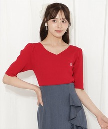 23ss＊美品 ウィムガゼット シルク混 Vネックニットプルオーバー 赤 KOEISTORE サマーニット レディース ニット セーター ニット