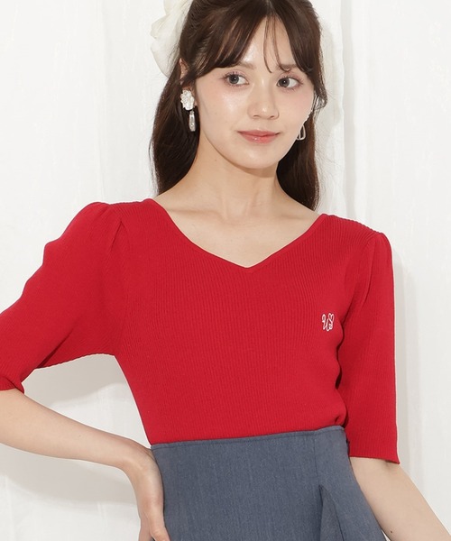 WILLSELECTION（ウィルセレクション）の「ハートネックニットプルオーバー（ニット/セーター・レディース・ホワイト系その他/レッド/オフホワイト/ブラック系その他/ブラック・FREE）」の5枚目の写真