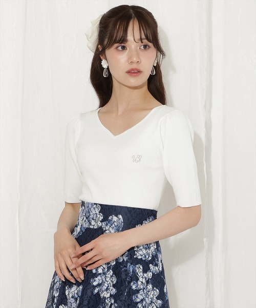 WILLSELECTION（ウィルセレクション）の「ハートネックニットプルオーバー（ニット/セーター・レディース・ホワイト系その他/レッド/オフホワイト/ブラック系その他/ブラック・FREE）」の2枚目の写真
