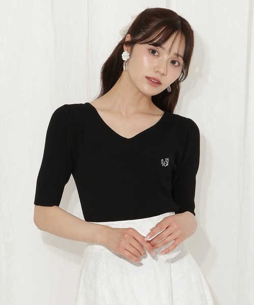 WILLSELECTION（ウィルセレクション）の「ハートネックニットプルオーバー（ニット/セーター・レディース・ホワイト系その他/レッド/オフホワイト/ブラック系その他/ブラック・FREE）」の4枚目の写真