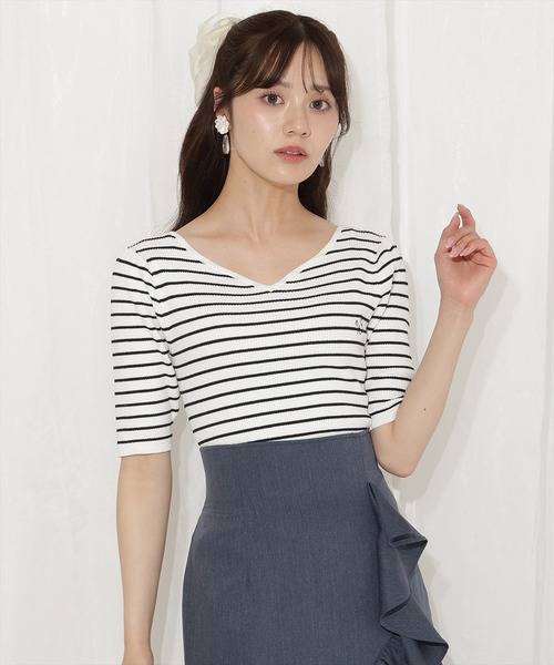 WILLSELECTION（ウィルセレクション）の「ハートネックニットプルオーバー（ニット/セーター・レディース・ホワイト系その他/レッド/オフホワイト/ブラック系その他/ブラック・FREE）」の9枚目の写真