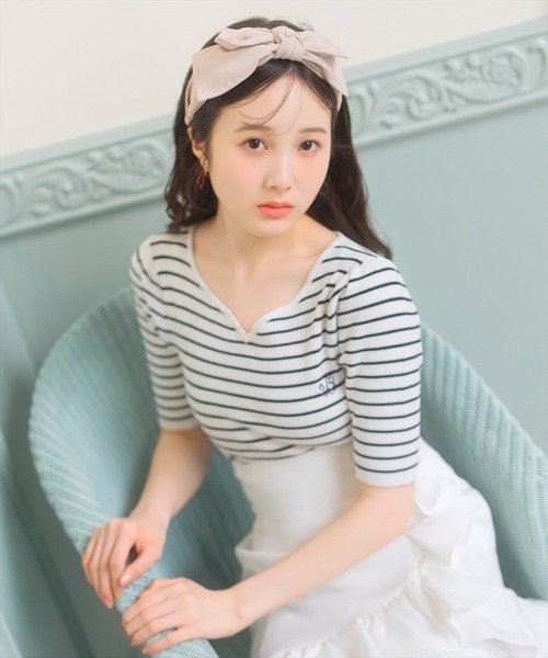 WILLSELECTION（ウィルセレクション）の「ハートネックニットプルオーバー（ニット/セーター・レディース・ホワイト系その他/レッド/オフホワイト/ブラック系その他/ブラック・FREE）」の6枚目の写真