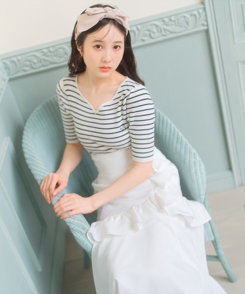 WILLSELECTION（ウィルセレクション）の「ハートネックニットプルオーバー（ニット/セーター・レディース・ホワイト系その他/レッド/オフホワイト/ブラック系その他/ブラック・FREE）」の8枚目の写真