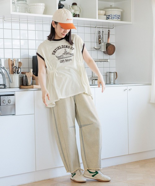 niko and...（ニコアンド）の「タックアソートリンガーＴシャツ（Tシャツ/カットソー・レディース・ベージュ/チャコール/ライトブルー/オフホワイト・LARGE/MEDIUM）」の6枚目の写真