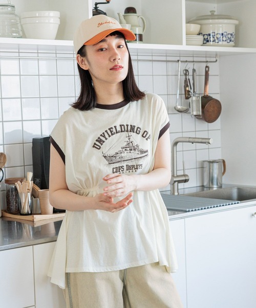 niko and...（ニコアンド）の「タックアソートリンガーＴシャツ（Tシャツ/カットソー・レディース・ベージュ/チャコール/ライトブルー/オフホワイト・LARGE/MEDIUM）」の7枚目の写真