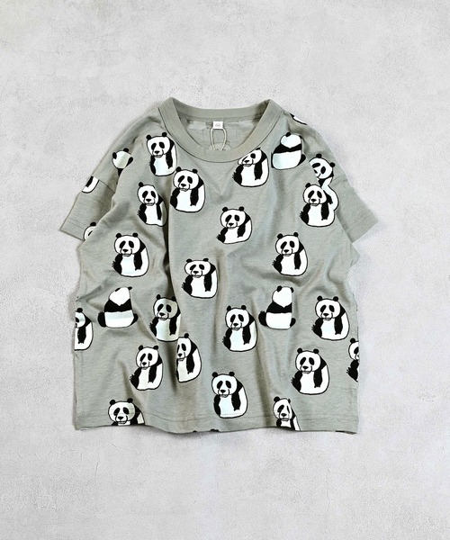 MARKEY'S（マーキーズ）の「総柄ワイドTシャツ（Tシャツ/カットソー・キッズ・ブラック/ライトブルー/ブルー系2/グレー/オフホワイト/イエロー/オレンジ/ミント/ベージュ/ピンク・L/M/S/XS/LL）」の4枚目の写真