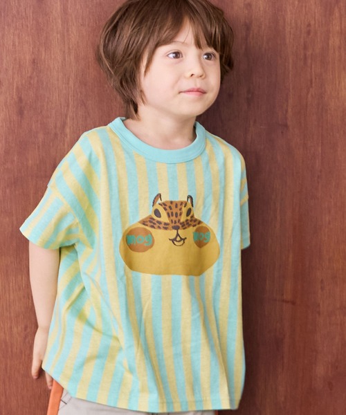 MARKEY'S（マーキーズ）の「総柄ワイドTシャツ（Tシャツ/カットソー・キッズ・ブラック/ライトブルー/ブルー系2/グレー/オフホワイト/イエロー/オレンジ/ミント/ベージュ/ピンク・L/M/S/XS/LL）」の6枚目の写真