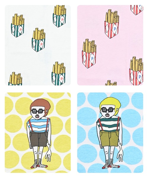 MARKEY'S（マーキーズ）の「総柄ワイドTシャツ（Tシャツ/カットソー・キッズ・ブラック/ライトブルー/ブルー系2/グレー/オフホワイト/イエロー/オレンジ/ミント/ベージュ/ピンク・L/M/S/XS/LL）」の14枚目の写真