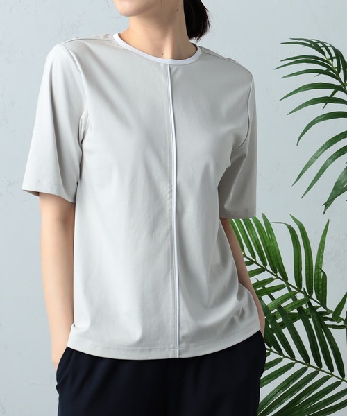 GALLORIA（ギャローリア）の「接触冷感　配色プルオーバー（Tシャツ/カットソー・レディース・ライトブルー/ライトベージュ/オフホワイト・LL/S/M/L）」の3枚目の写真