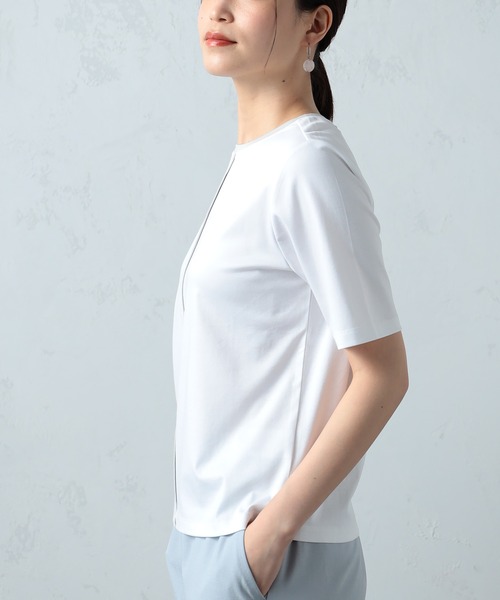 GALLORIA（ギャローリア）の「接触冷感　配色プルオーバー（Tシャツ/カットソー・レディース・ライトブルー/ライトベージュ/オフホワイト・LL/S/M/L）」の4枚目の写真