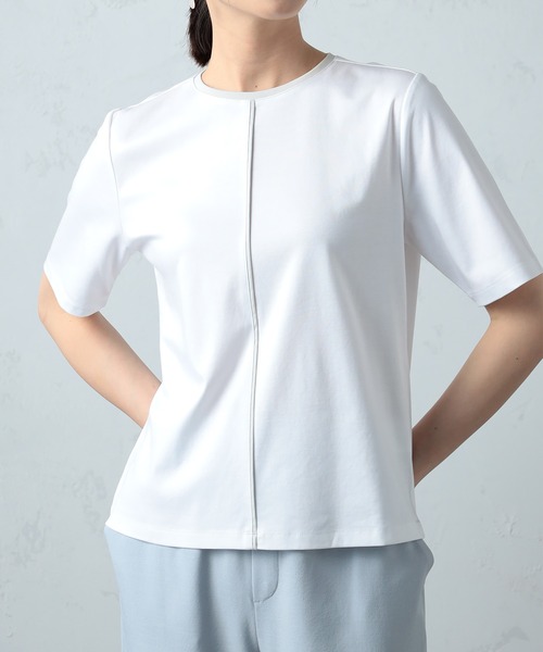 GALLORIA（ギャローリア）の「接触冷感　配色プルオーバー（Tシャツ/カットソー・レディース・ライトブルー/ライトベージュ/オフホワイト・LL/S/M/L）」の5枚目の写真