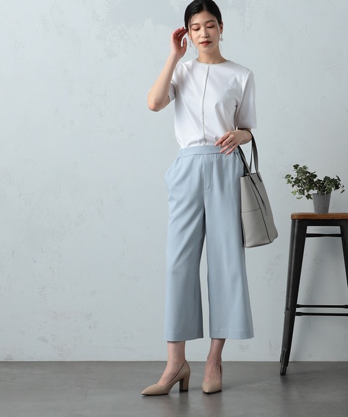 GALLORIA（ギャローリア）の「接触冷感　配色プルオーバー（Tシャツ/カットソー・レディース・ライトブルー/ライトベージュ/オフホワイト・LL/S/M/L）」の7枚目の写真