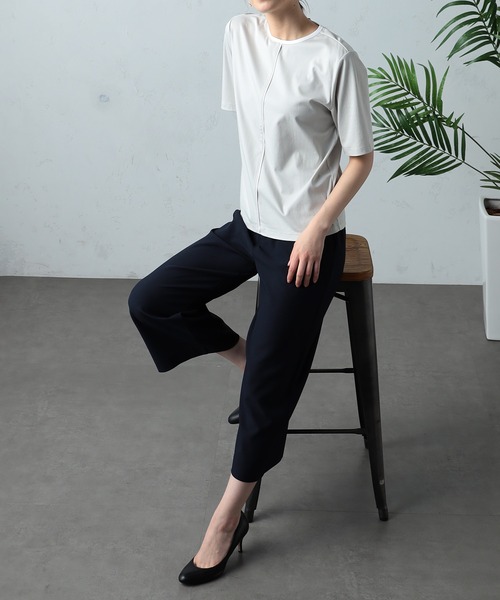 GALLORIA（ギャローリア）の「接触冷感　配色プルオーバー（Tシャツ/カットソー・レディース・ライトブルー/ライトベージュ/オフホワイト・LL/S/M/L）」の11枚目の写真