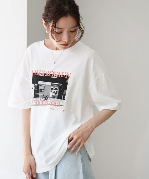 Bab（バブ）の「フォトプリントカラーロゴ半袖Ｔシャツ（Tシャツ/カットソー・レディース・ピンク/ブルーグリーン・M）」の4枚目の写真