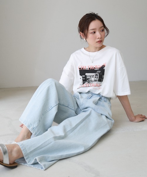 Bab（バブ）の「フォトプリントカラーロゴ半袖Ｔシャツ（Tシャツ/カットソー・レディース・ピンク/ブルーグリーン・M）」の12枚目の写真