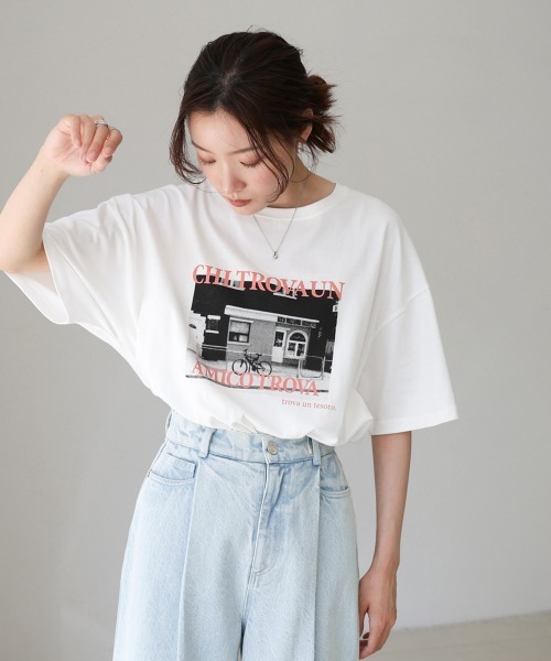 Bab（バブ）の「フォトプリントカラーロゴ半袖Ｔシャツ（Tシャツ/カットソー・レディース・ピンク/ブルーグリーン・M）」の13枚目の写真