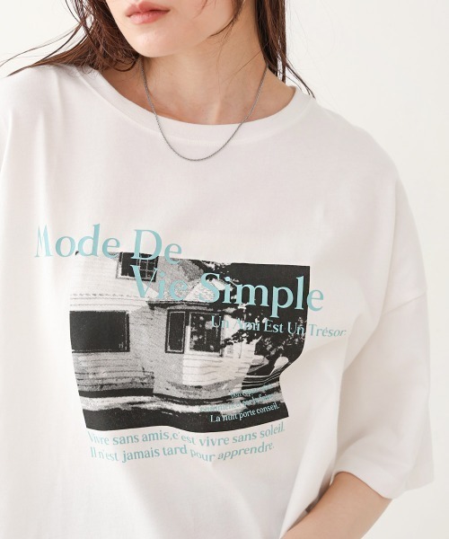 Bab（バブ）の「フォトプリントカラーロゴ半袖Ｔシャツ（Tシャツ/カットソー・レディース・ピンク/ブルーグリーン・M）」の21枚目の写真