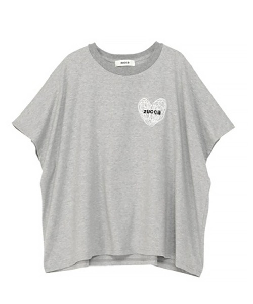 ZUCCa(ズッカ)の「(S)ハートロゴT / Tシャツ(Tシャツ/カットソー・レディース・グリーン/ダークグレー/ブラック/ホワイト/グレー/ライトブルー・M size)」の4枚目の写真