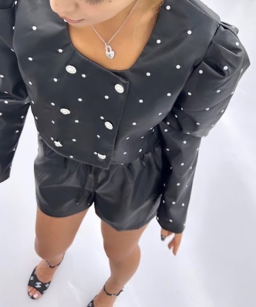 ipugo（イプゴ）の「ipugo/イプゴ レザーショートパンツ（その他パンツ・レディース・ベージュ/ブラック・FREE）」の10枚目の写真