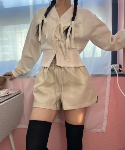 ipugo（イプゴ）の「ipugo/イプゴ レザーショートパンツ（その他パンツ・レディース・ベージュ/ブラック・FREE）」の15枚目の写真