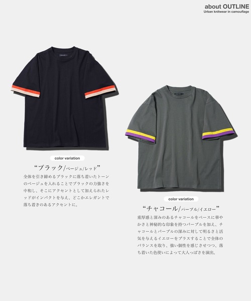jiggys shop(ジギーズショップ)の「袖ライン アクセントスリーブ コットン 半袖Tシャツ カットソー(Tシャツ/カットソー・メンズ・チャコールグレー/ブラック・X-LARGE/LARGE/MEDIUM)」の8枚目の写真