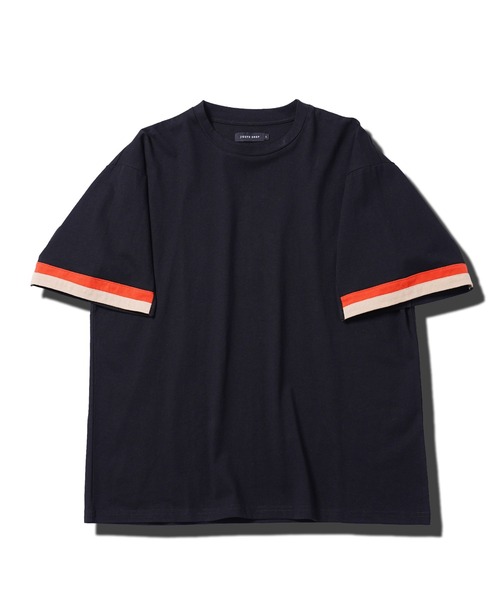 jiggys shop(ジギーズショップ)の「袖ライン アクセントスリーブ コットン 半袖Tシャツ カットソー(Tシャツ/カットソー・メンズ・チャコールグレー/ブラック・X-LARGE/LARGE/MEDIUM)」の7枚目の写真