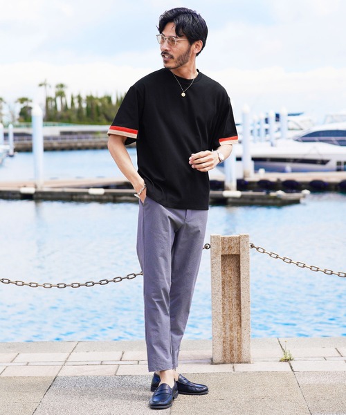 jiggys shop(ジギーズショップ)の「袖ライン アクセントスリーブ コットン 半袖Tシャツ カットソー(Tシャツ/カットソー・メンズ・チャコールグレー/ブラック・X-LARGE/LARGE/MEDIUM)」の5枚目の写真