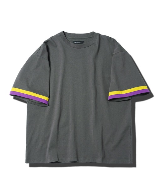 jiggys shop(ジギーズショップ)の「袖ライン アクセントスリーブ コットン 半袖Tシャツ カットソー(Tシャツ/カットソー・メンズ・チャコールグレー/ブラック・X-LARGE/LARGE/MEDIUM)」の4枚目の写真