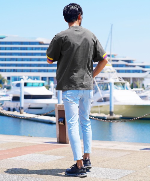 jiggys shop(ジギーズショップ)の「袖ライン アクセントスリーブ コットン 半袖Tシャツ カットソー(Tシャツ/カットソー・メンズ・チャコールグレー/ブラック・X-LARGE/LARGE/MEDIUM)」の19枚目の写真
