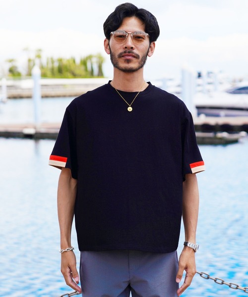 jiggys shop(ジギーズショップ)の「袖ライン アクセントスリーブ コットン 半袖Tシャツ カットソー(Tシャツ/カットソー・メンズ・チャコールグレー/ブラック・X-LARGE/LARGE/MEDIUM)」の18枚目の写真