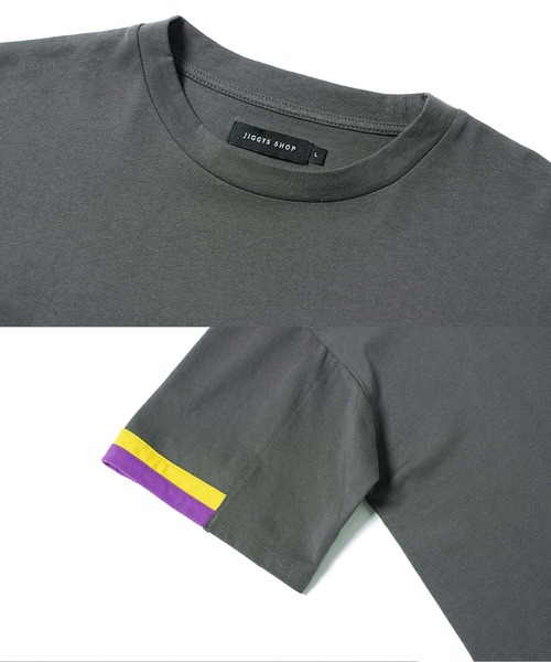 jiggys shop(ジギーズショップ)の「袖ライン アクセントスリーブ コットン 半袖Tシャツ カットソー(Tシャツ/カットソー・メンズ・チャコールグレー/ブラック・X-LARGE/LARGE/MEDIUM)」の14枚目の写真