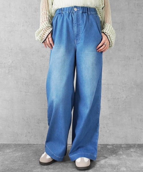 SELECT LEVERY(セレクトリベリー)の「アイスメッシュデニムワイドパンツ(デニムパンツ・レディース・ネイビー/ワンウォッシュ/ブルー系その他/ブルー・SMALL/LARGE/X-LARGE/MEDIUM)」の3枚目の写真