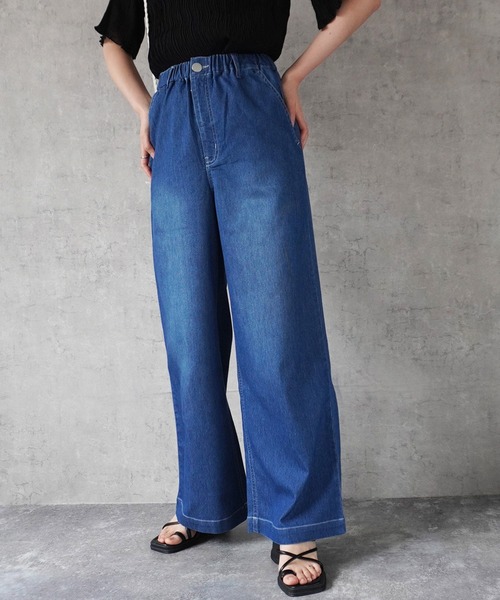 SELECT LEVERY(セレクトリベリー)の「アイスメッシュデニムワイドパンツ(デニムパンツ・レディース・ネイビー/ワンウォッシュ/ブルー系その他/ブルー・SMALL/LARGE/X-LARGE/MEDIUM)」の2枚目の写真