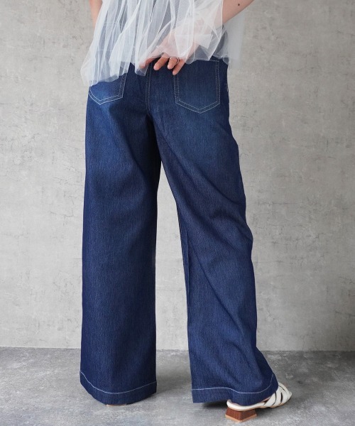 SELECT LEVERY(セレクトリベリー)の「アイスメッシュデニムワイドパンツ(デニムパンツ・レディース・ネイビー/ワンウォッシュ/ブルー系その他/ブルー・SMALL/LARGE/X-LARGE/MEDIUM)」の11枚目の写真