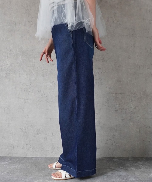 SELECT LEVERY(セレクトリベリー)の「アイスメッシュデニムワイドパンツ(デニムパンツ・レディース・ネイビー/ワンウォッシュ/ブルー系その他/ブルー・SMALL/LARGE/X-LARGE/MEDIUM)」の10枚目の写真