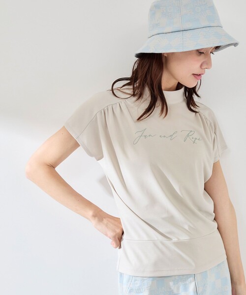 UV】【接触冷感】強撚スムースギャザープルオーバー（Tシャツ