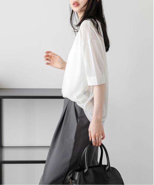La-gemme(ラジェム)の「【日本製】サマーニットプルオーバー(Tシャツ/カットソー・レディース・ホワイト/ベージュ/スモークピンク/ブラック・フリー)」の8枚目の写真