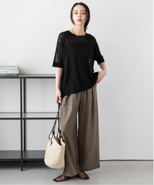 La-gemme(ラジェム)の「【日本製】サマーニットプルオーバー(Tシャツ/カットソー・レディース・ホワイト/ベージュ/スモークピンク/ブラック・フリー)」の9枚目の写真