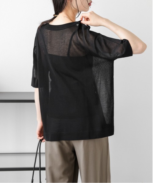 La-gemme(ラジェム)の「【日本製】サマーニットプルオーバー(Tシャツ/カットソー・レディース・ホワイト/ベージュ/スモークピンク/ブラック・フリー)」の14枚目の写真