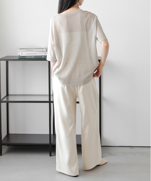 La-gemme(ラジェム)の「【日本製】サマーニットプルオーバー(Tシャツ/カットソー・レディース・ホワイト/ベージュ/スモークピンク/ブラック・フリー)」の16枚目の写真