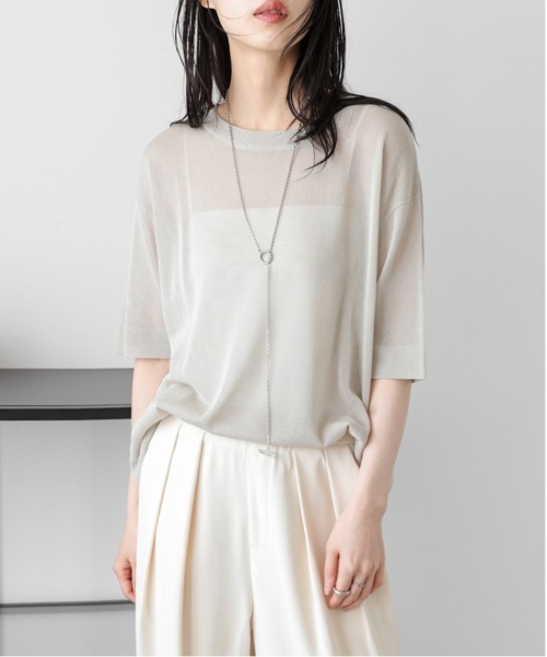 La-gemme(ラジェム)の「【日本製】サマーニットプルオーバー(Tシャツ/カットソー・レディース・ホワイト/ベージュ/スモークピンク/ブラック・フリー)」の18枚目の写真